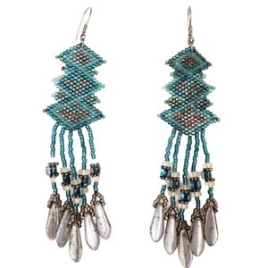 NWOT Hand beaded earrings
